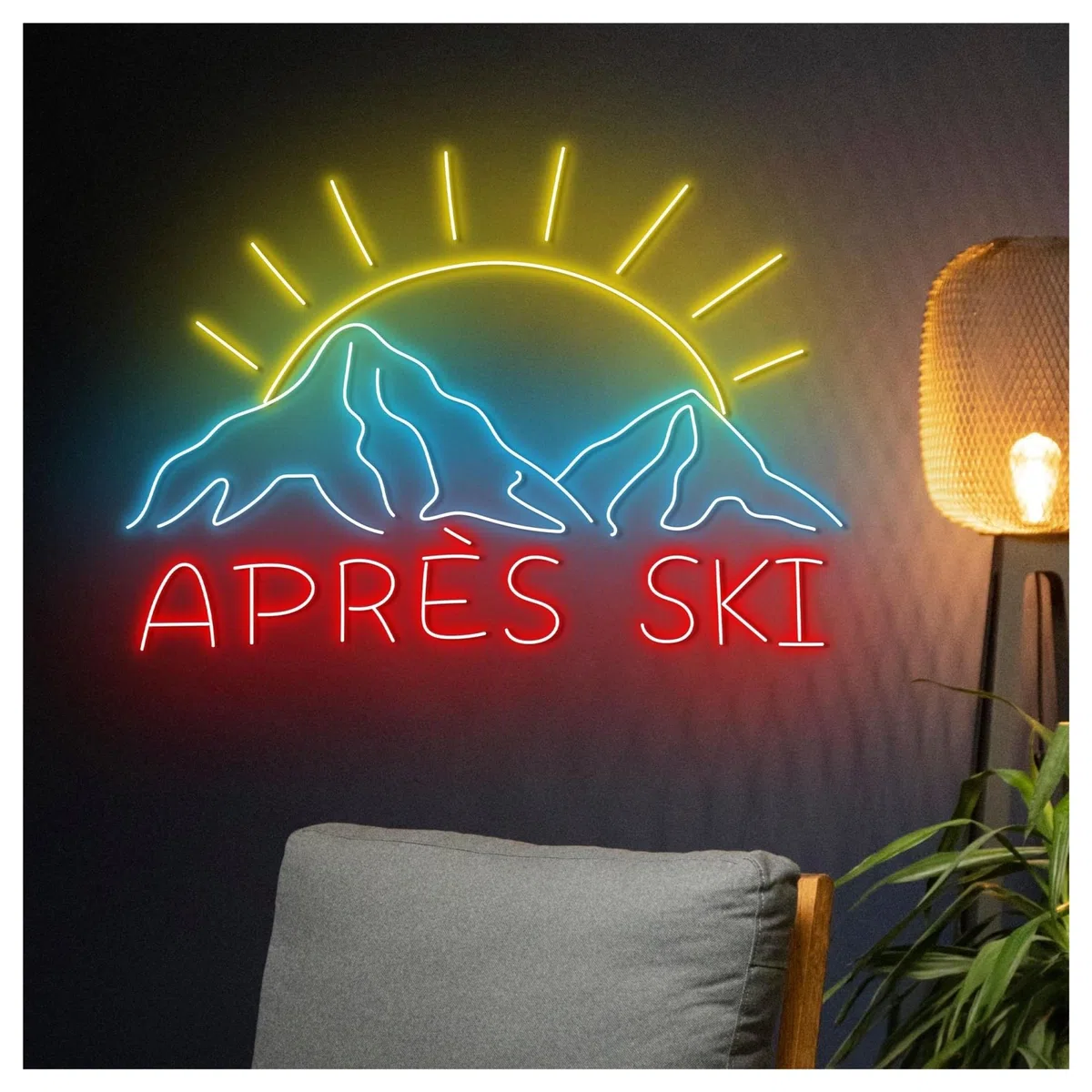 Insegna al Neon Insegna Al Neon Après Skida Parete Per La Casa, Luce A LED, Sport, Per Amanti Dello Sci, Arredamento Per Stanza Dei Giocatori, 58cm