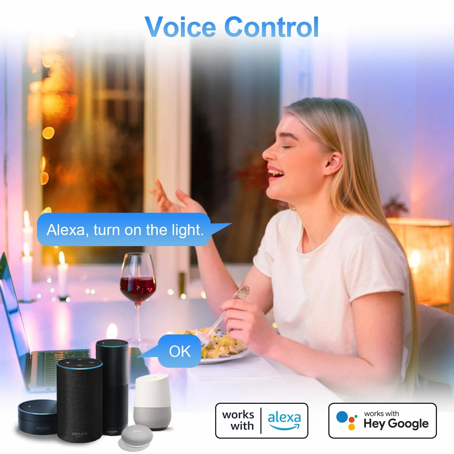 ANTELA Lampadina LED Alexa E27 Wifi, 7W 806LM Dimmerabile Lampadina Smart RGB 2700k-6500k, Compatibile con Alexa e Google Home, App Controllato, 2Pz
