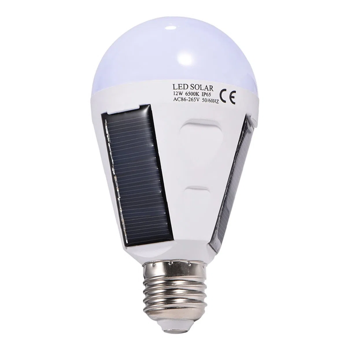 Lampadina LED Solare con Batteria da 1200 MAh, Attacco E27, Illuminazione Interna Esterna Impermeabile IP65 per Campeggio, Escursionismo, Uso di Emergenza 12 W Bianco Caldo (12W)