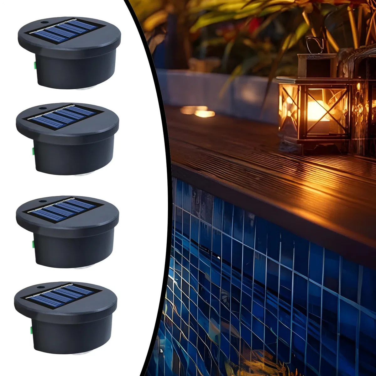 Luci da piscina solare - Luci da piscina a energia solare | 4 pezzi Lampade impermeabili luminose decorative per ip65 impermeabile all'aperto, recinzione e scale per mazzo, balcone, parete, patio e pe