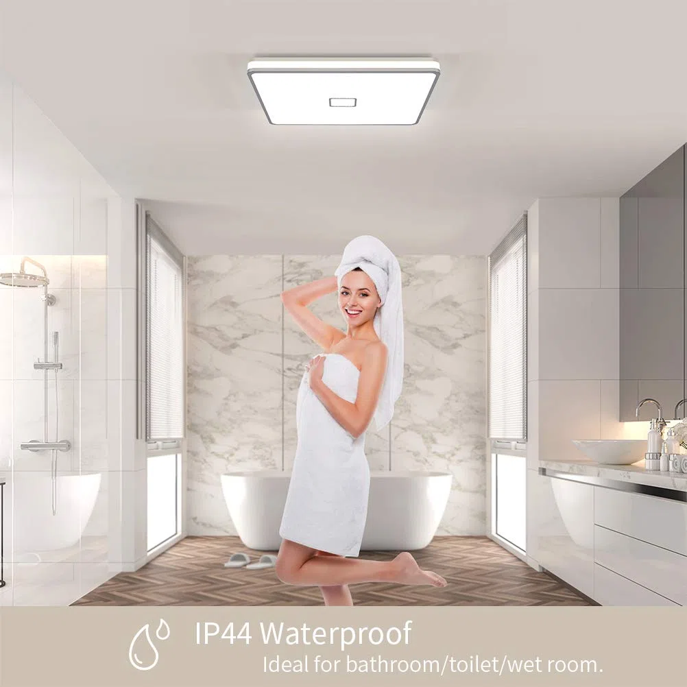 Plafoniera Led Moderna Lampada da Soffitto Airand 24W 2050LM Quadrata Led Luce per Bagno Soggiorno Cucina Camera da letto Sala Corridoio Ufficio Cantina e più,IP44 Impermeabile,Bianco Naturale,Ø 32cm