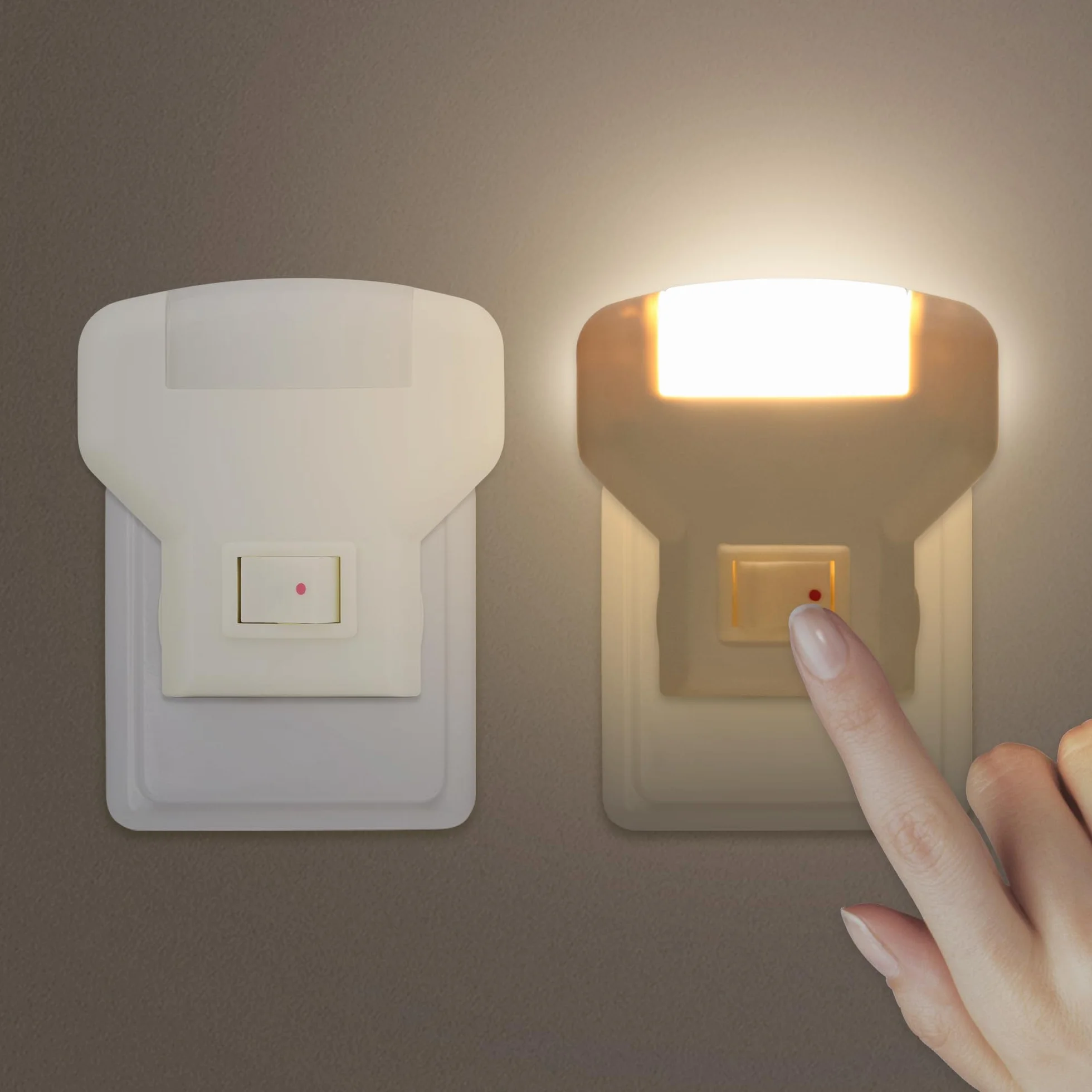 Annmore Luce Notturna LED da Presa, Luci Notte per Corridoio, Cameretta dei Bambini, Neonati, 1W, 3000K Bianco Caldo, con Interruttore (Moderno, 2)