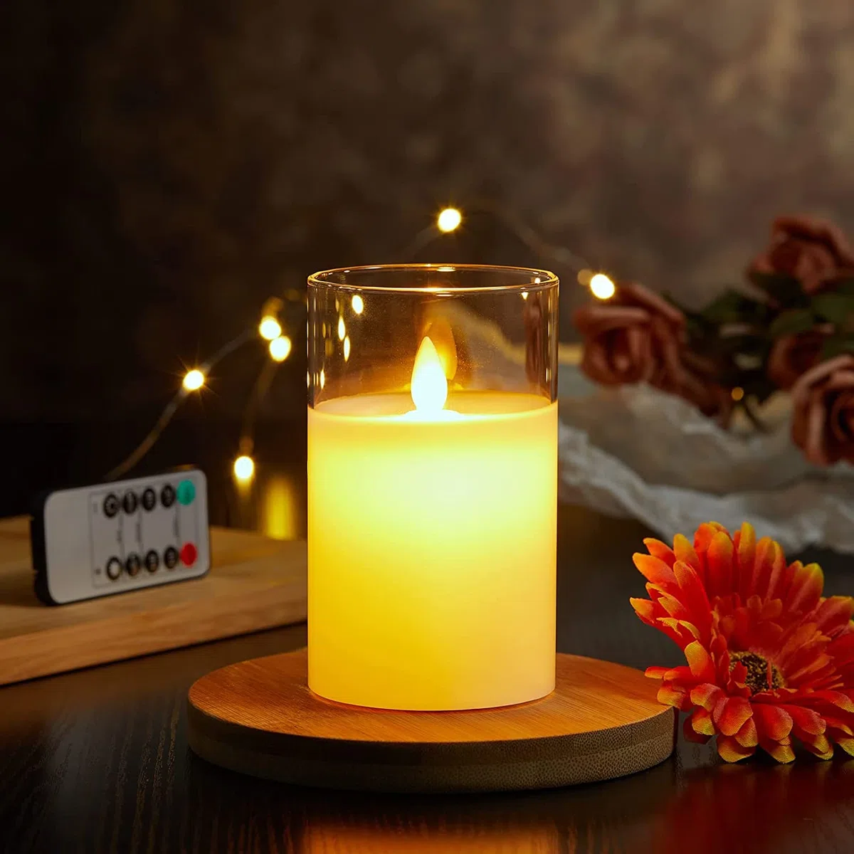 Candele LED, Flickering Flameless Candele, Candele LED a Ricaricabile con Glass, Candele con Telecomando, Realizzato in Vera Paraffina, Funzione Timer 24 Ore per Decorazione,Festa, Vacanze-15cm Bianco
