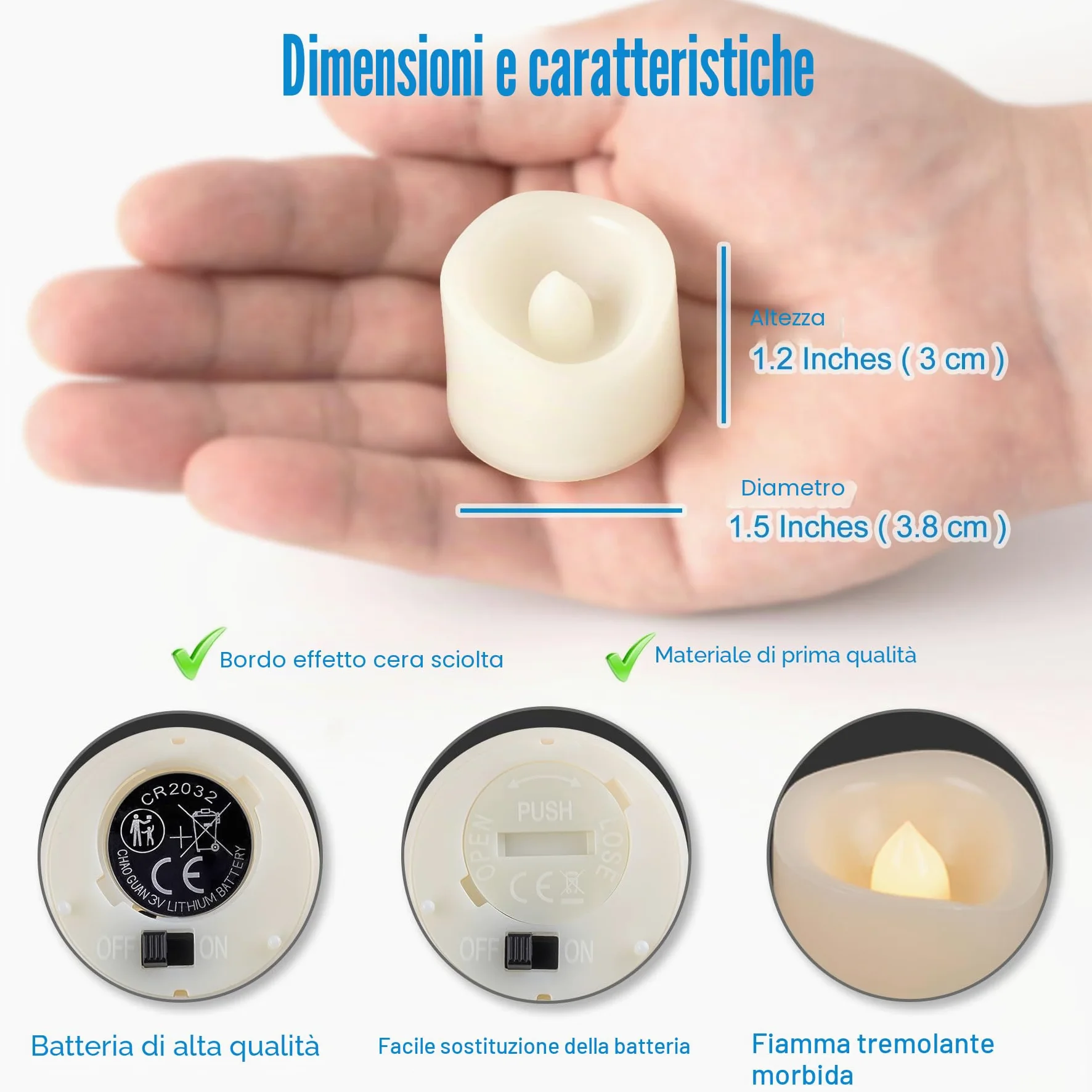 24 candele votive a LED senza fiamma tremolanti, funzionano a batterie/tremolanti elettriche, candele finte sfuse per Halloween, Natale, matrimoni, feste, ecc. (bianco caldo)