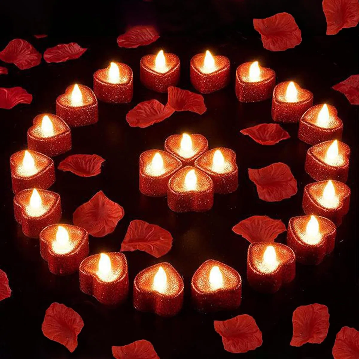24 candele luminose a LED romantico a forma di cuore, decorazioni romantico, per San Valentino, senza fiamma, per la tavola del matrimonio