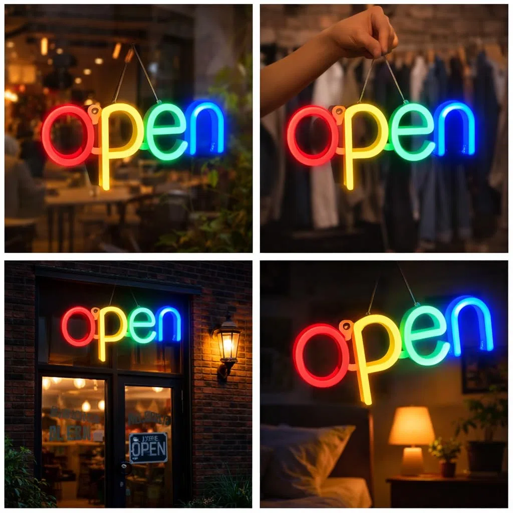 LED Neon OPEN Sign Hanging Door OPEN Light Box Lampada da Modellazione a LED Mini Lavagna Luminosa Aperta in Miniatura per Negozio Esterno e Ingresso