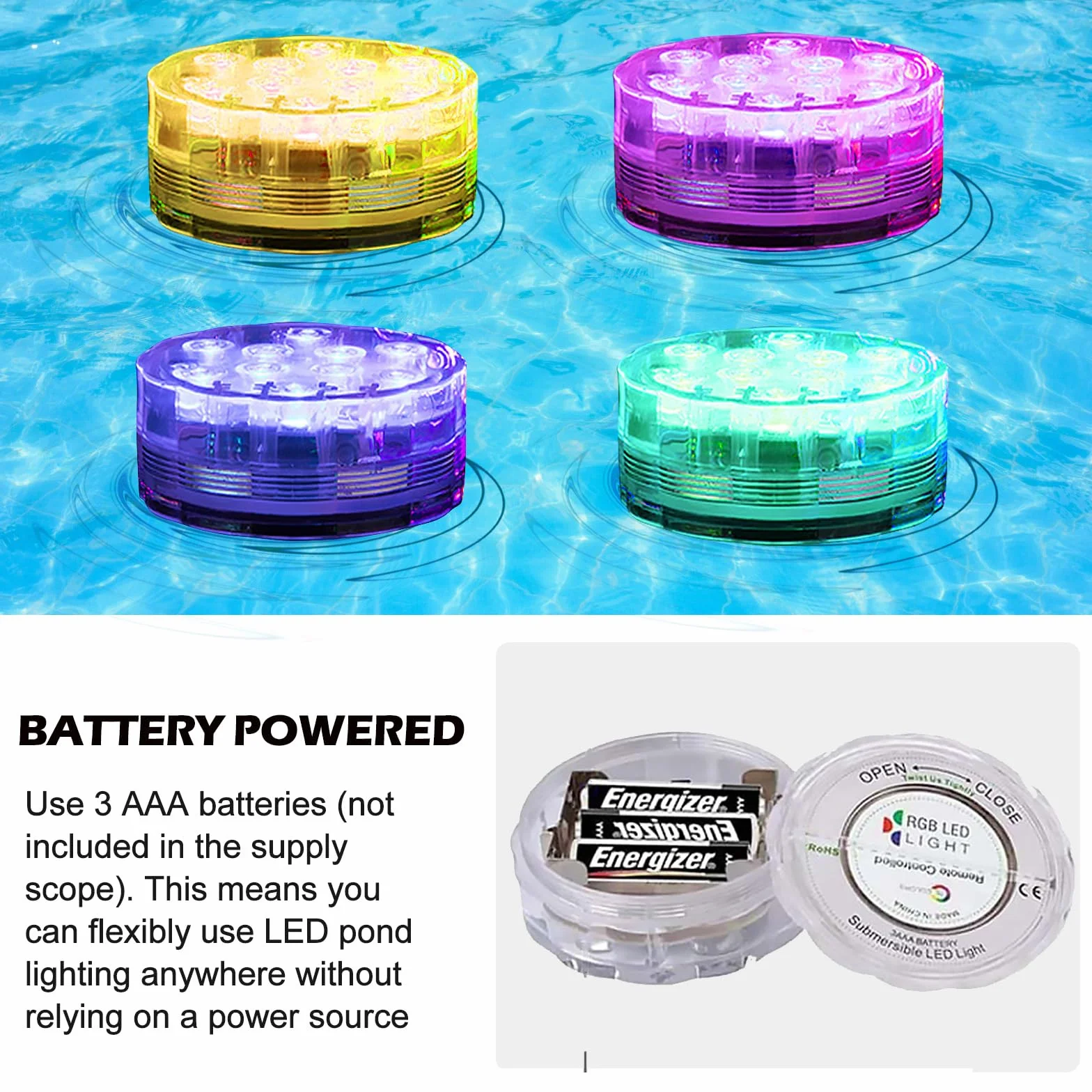 4 Pcs Luci LED RGB Impermeabili IP68 per Piscina, Acquario, Base Vaso e Vasca Idromassaggio - Palle Luminose Subacquee per Decorazione