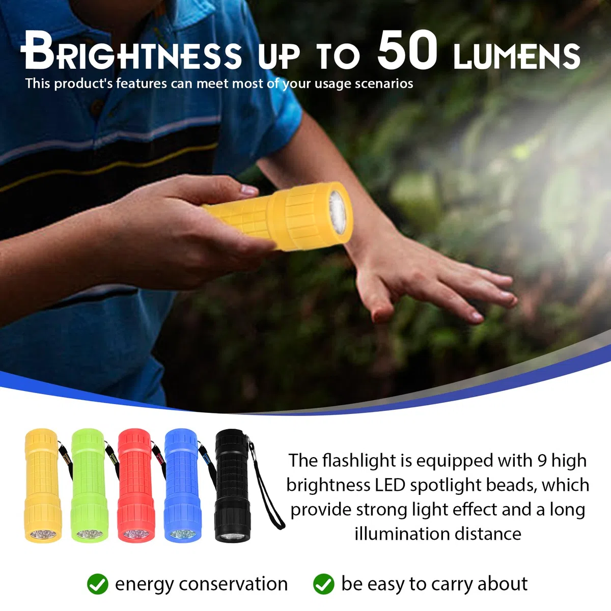Sporgo 10 pezzi torcia per bambini: mini torcia a LED per bambini con 9 LED, torcia a mano con cordino per campeggio, attività all'aperto, escursioni, emergenze