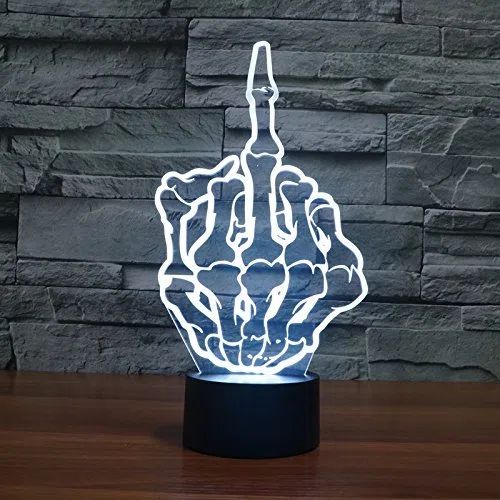 Night Wolf Dito Medio Gesto Divertente Casa Arredamento Lampada Da Notte 3D Interruttore LED Scrivania Leggero