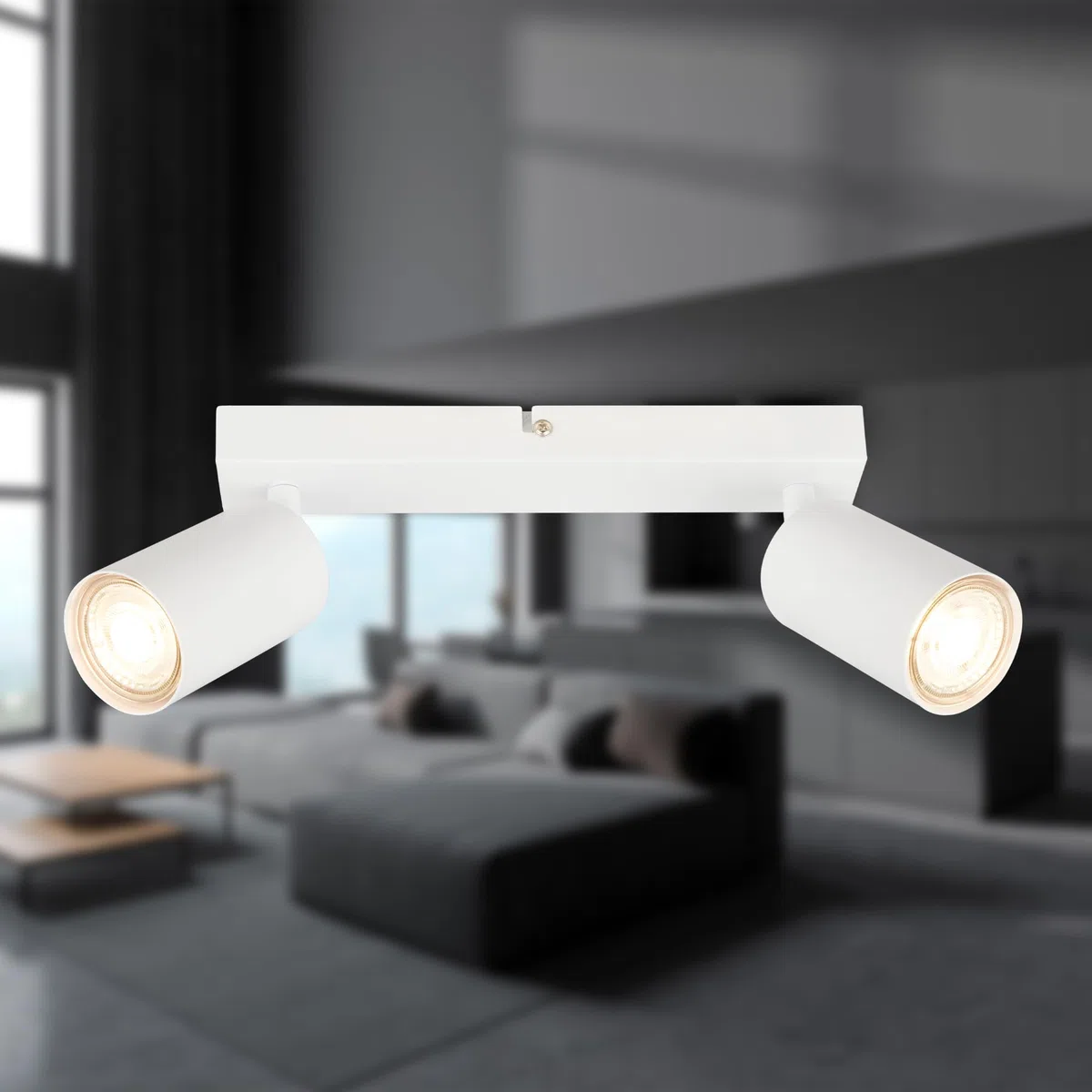 BRILONER - Plafoniera LED Soffitto, attacco GU10, max. 9 W, soggiorno, camera da letto, cucina, bagno, faretti led soffitto, applique da parete, 2 Luci, 255x55x155mm (LxLxA), bianco