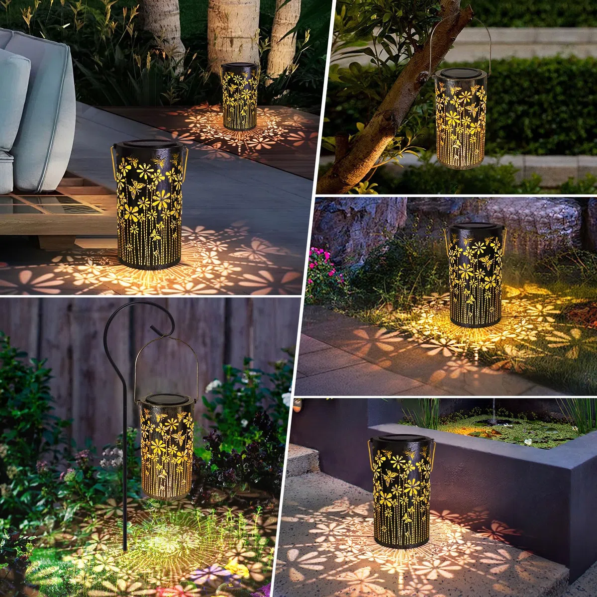MIFXIN Lanterna solare a farfalla, regalo per donne e mamme, lanterne in metallo, ornamenti impermeabili, luci a LED da appendere