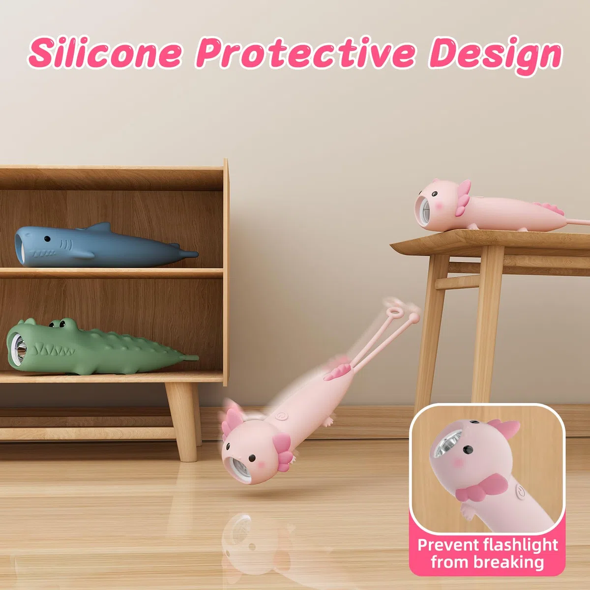 ZKLiLi Axolotl Outdoor Torcia per bambini ricaricabile, divertente e leggera Torcia per bambini adatta per il campeggio e l'esplorazione all'aperto, passeggiata per cani, regalo di compleanno