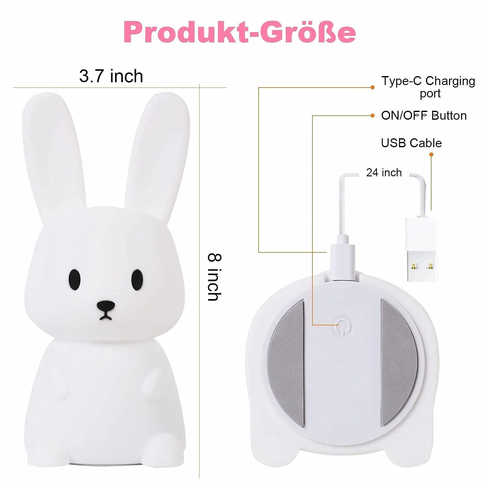 SOLIDEE Lampada Camera Bambini, Silicone Luce Notturna Neonato, 7 Multicolori LED, LED Ricaricabile Lampada da Notte Per Bambini Regalo Neonato Cameretta Bambino