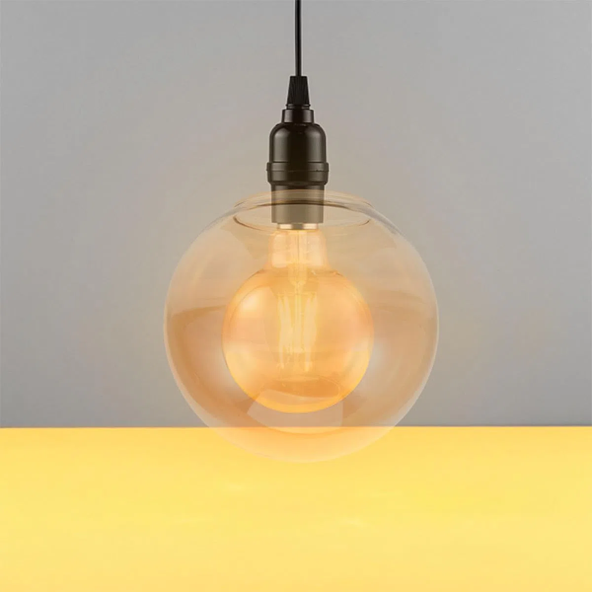 SHINEOFI Paralume Vetro Sfera Ambra 150 MM Diametro Foro 70 MM per Lampadari Ricambio Uso Interno