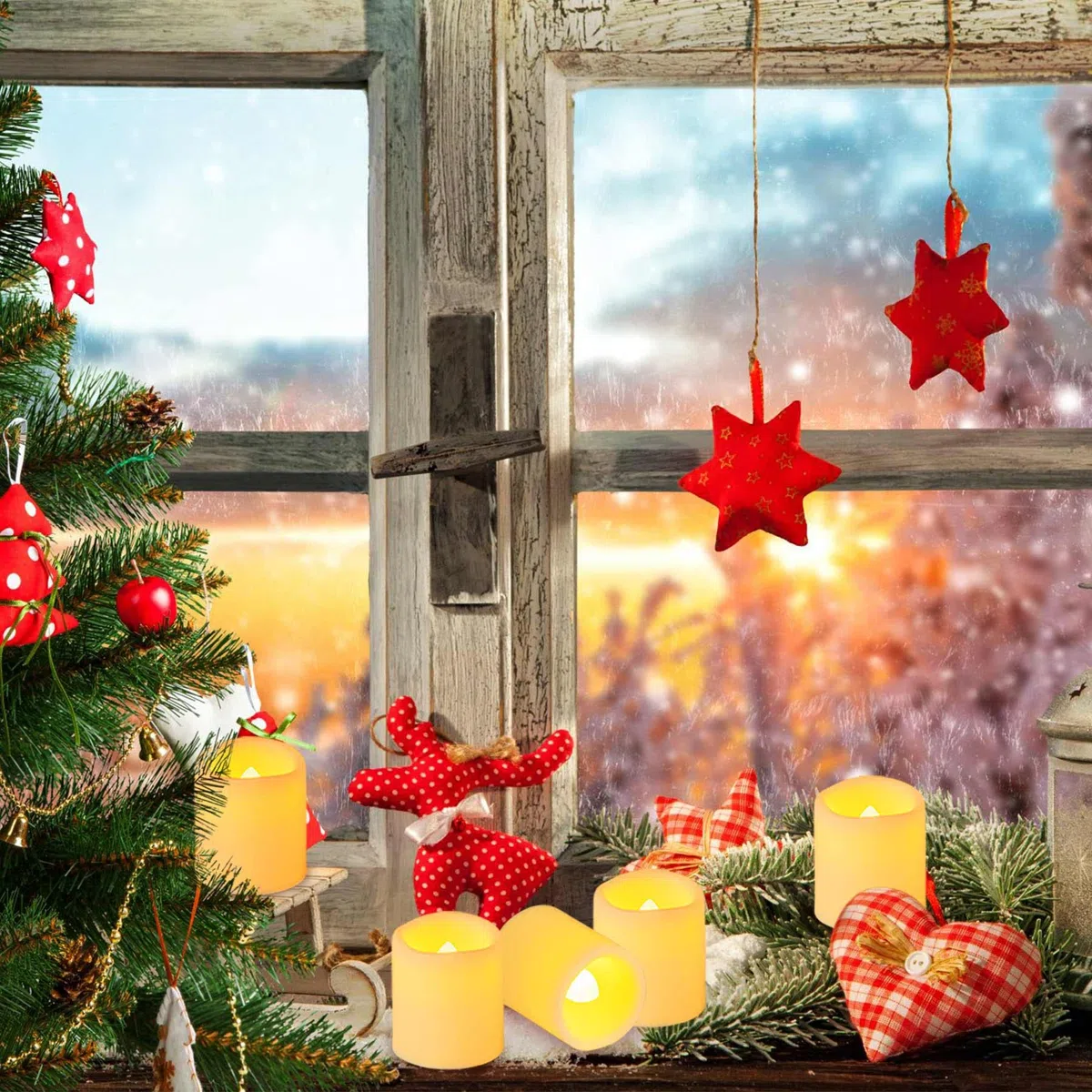 Confezione da 24 lumini da 3,8 x 4,6 cm, senza fiamma, funzionamento a batteria, illuminate oltre 200 ore di tremolio a LED, candele votive elettriche per esterni, per matrimoni, Halloween,