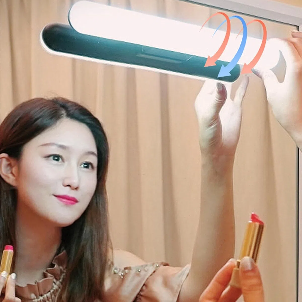 Luci da trucco senza fili, portatile, a LED, luce anteriore, per bagno, trucco, illuminazione frontale a LED, in acrilico, ricaricabile tramite USB, per tavolo da toeletta, bagno (senza specchio