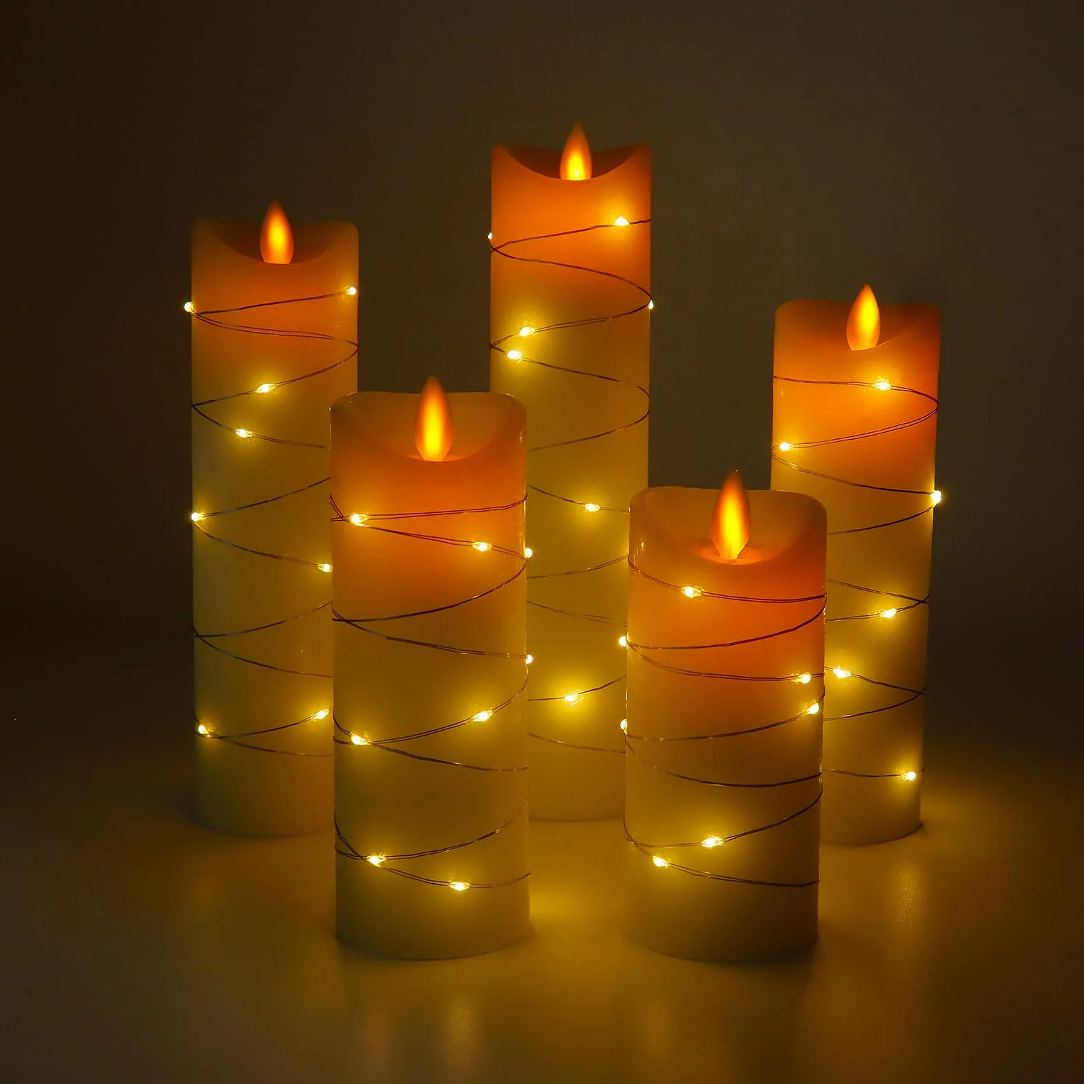 CCLIFE velas elettriche e LED in vera cera con telecomando, funzione timer, paraffina, funzionamento a batteria,Bianco 5 pezzi