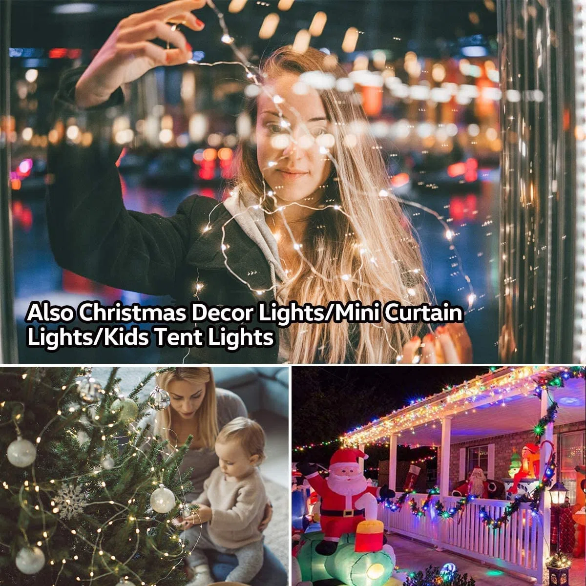 Illuminazione per ombrellone, catena di luci a LED per ombrellone da giardino, protezione IP68, strisce luminose LED (8 fili x 1,3 m, 3000 k)