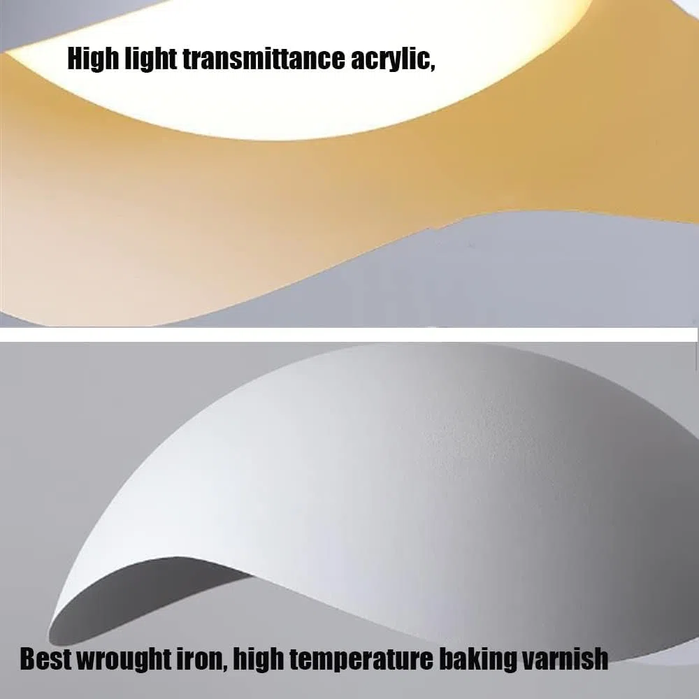 Lampadario a Sospensione Moderno E27 in Metallo Bianco, Design Curvo Elegante per Soggiorno Cucina Camera, Attacco E27 1x60W, Lampadina non Inclusa – A23-B