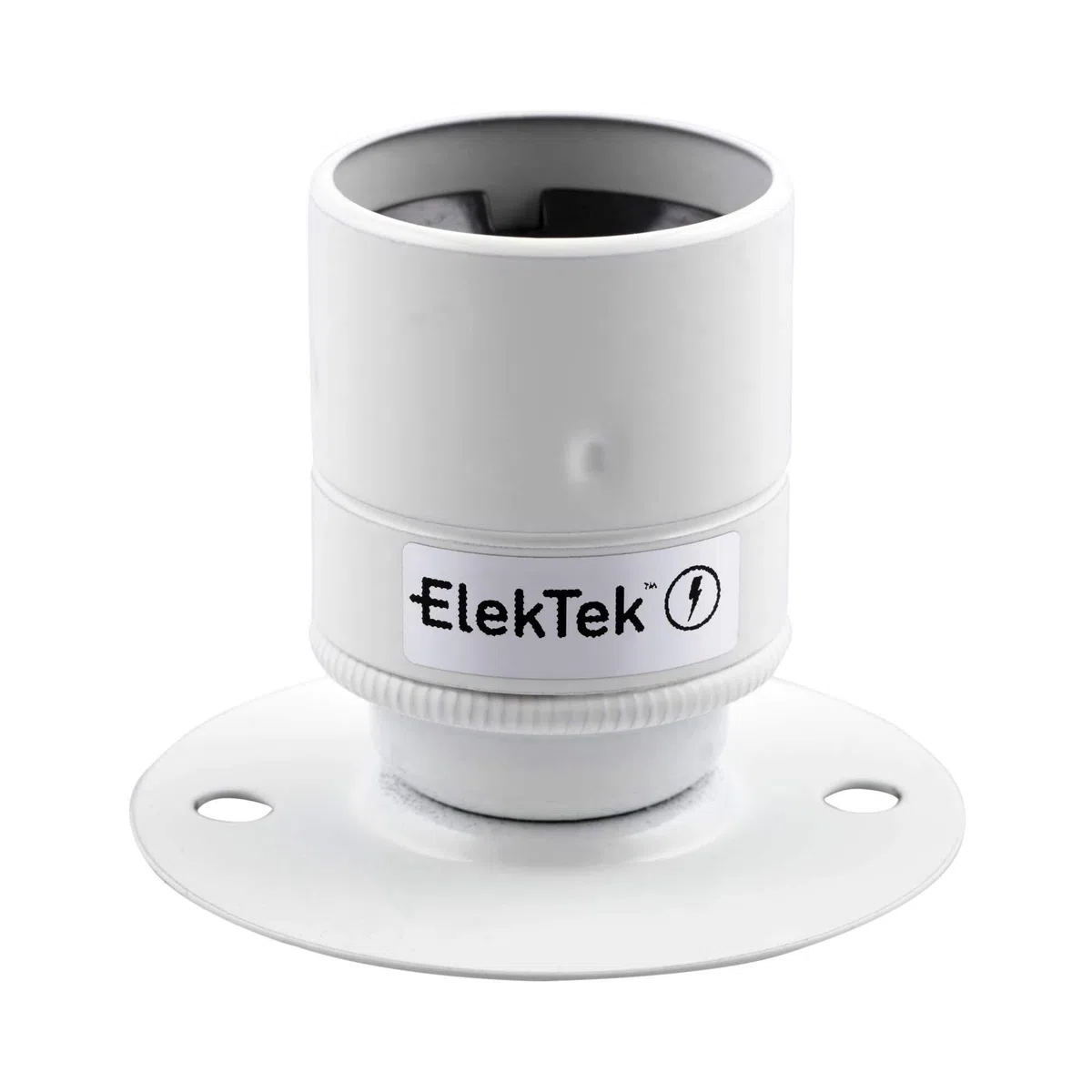 ElekTek ES Edison Vite E27 Portalampada a stecche fisse con gonna liscia Ideale per il montaggio su superficie piane, Lampadine con filamento vintage Bianco Brillante