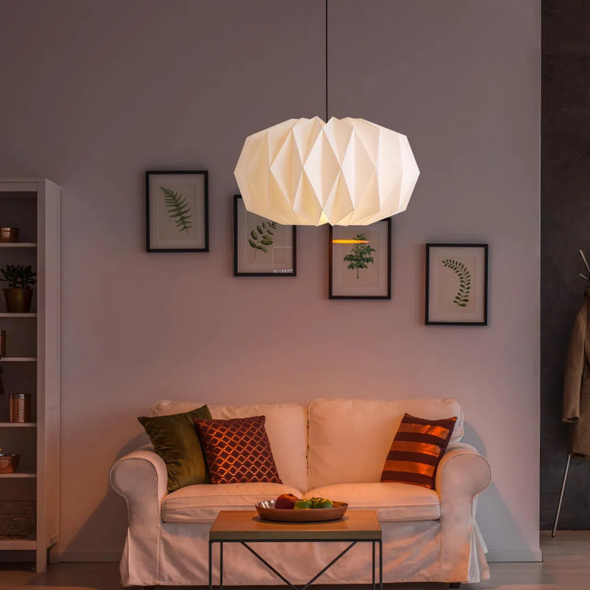 Origami Design - Paralume di carta creativa nordica, camera da letto e sala da pranzo, design scandinavo con zucca (zucca)