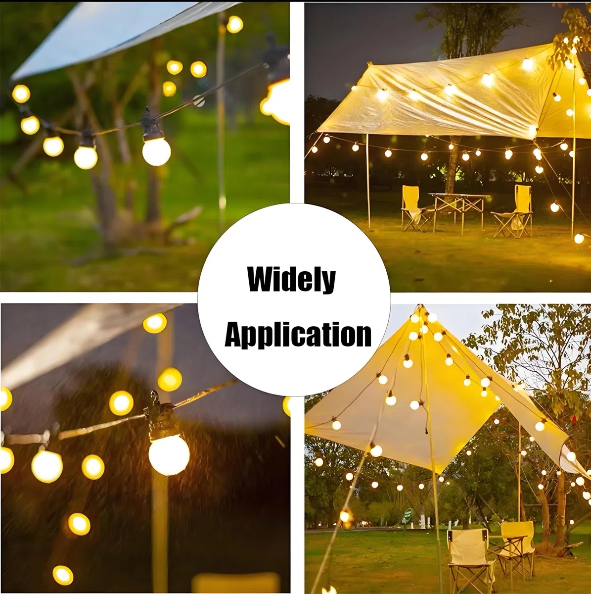 Lampadina E27 con tappo a vite, 2W, luce LED Edison, calda pera da golf bianca, per feste all'aperto in terrazza Natale, 10 set