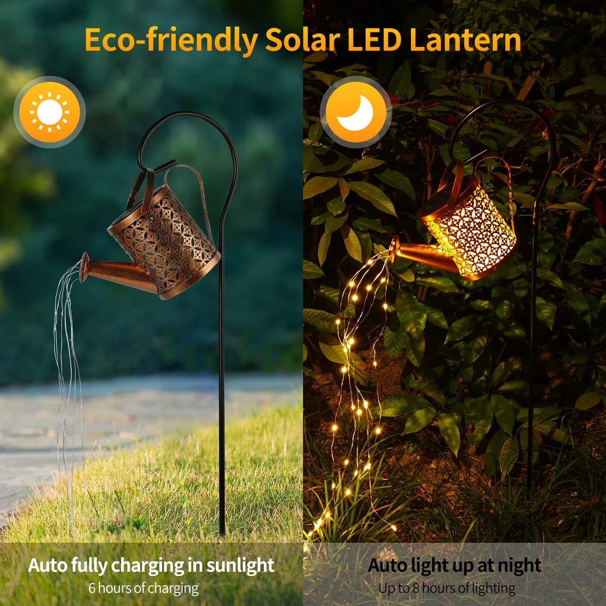 Comius Sharp Lanterne Solari da Esterno, Lampade Solari da Giardino in Metallo, IP65 Impermeabile Luci Solare da Giardino con Gancio da Pastore per Tavolo Prato Balcone Natale Giardini Decorazioni