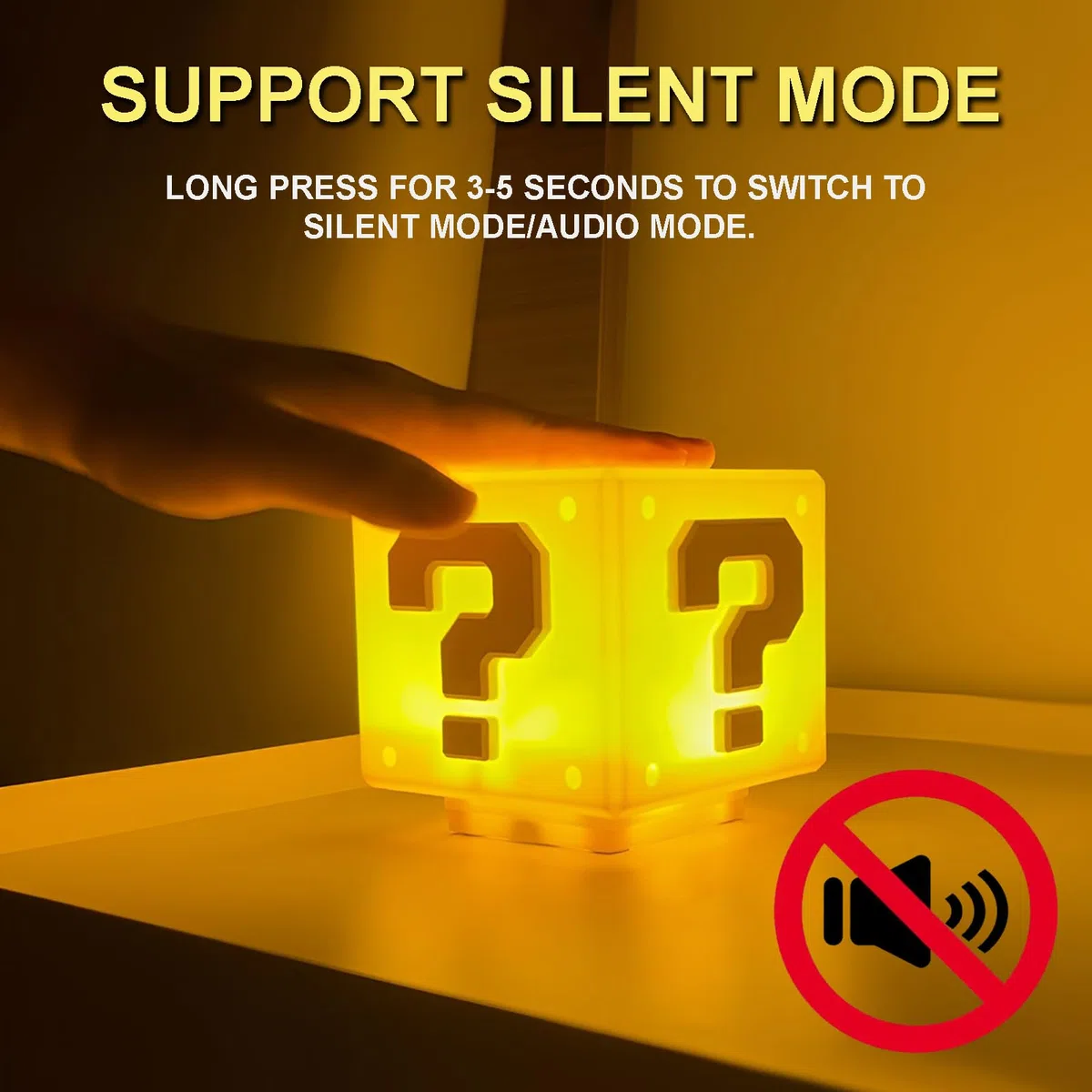 Lampada Punto Interrogativo Cubo con Suono, 3D Light Night Lights per Anime, Lampada Punto Interrogativo, Luce Notturna Game per Regalo di Compleanno o di Natale