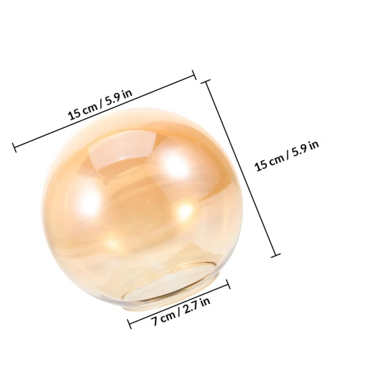 SHINEOFI Paralume Vetro Sfera Ambra 150 MM Diametro Foro 70 MM per Lampadari Ricambio Uso Interno