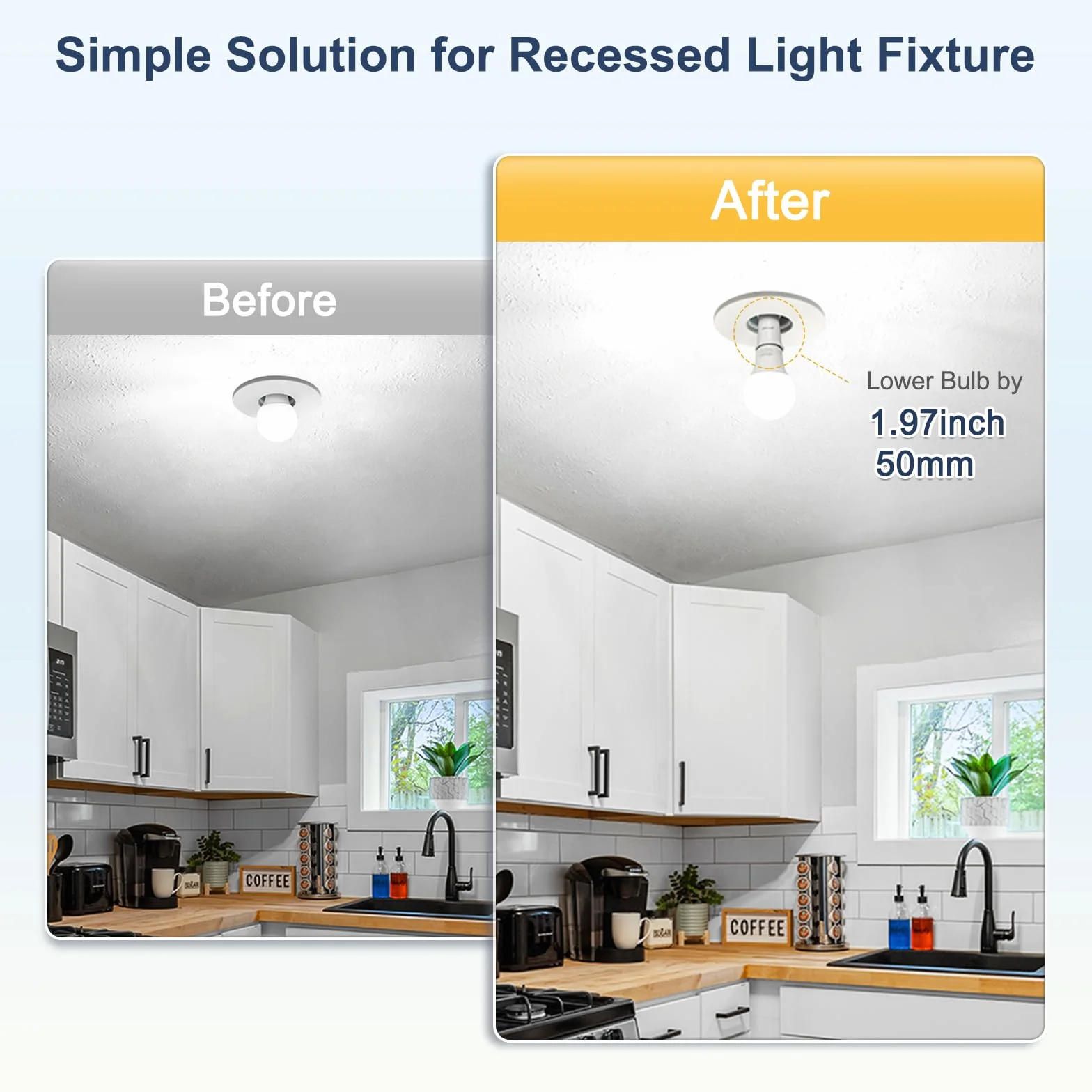 DiCUNO E27 Portalampada 5 CM extension, E27 Prolunga per presa lampada standard, Estensione della lampadina, Adattatore per portalampada, Pacchetto di 6
