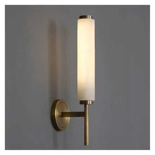 Lampada da Parete A LED Effetto Marmo Naturale - Apparecchio in Rame Ele per Scale, Ingresso, Camera da Letto, Bagno - Elegante Complemento D'Arredo per Interni MOD,Warm Light-W12CM H48CM