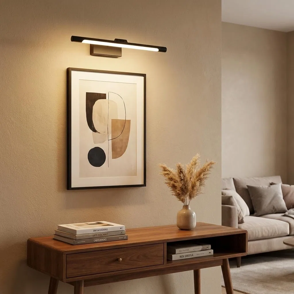 BARCELONA LED. Applique da bagno a LED nera 40 cm – 6 W, 420 lm, IP44 – Bianco neutro 4000 K. Illuminazione moderna ed efficiente. Applique sopra lo specchio.