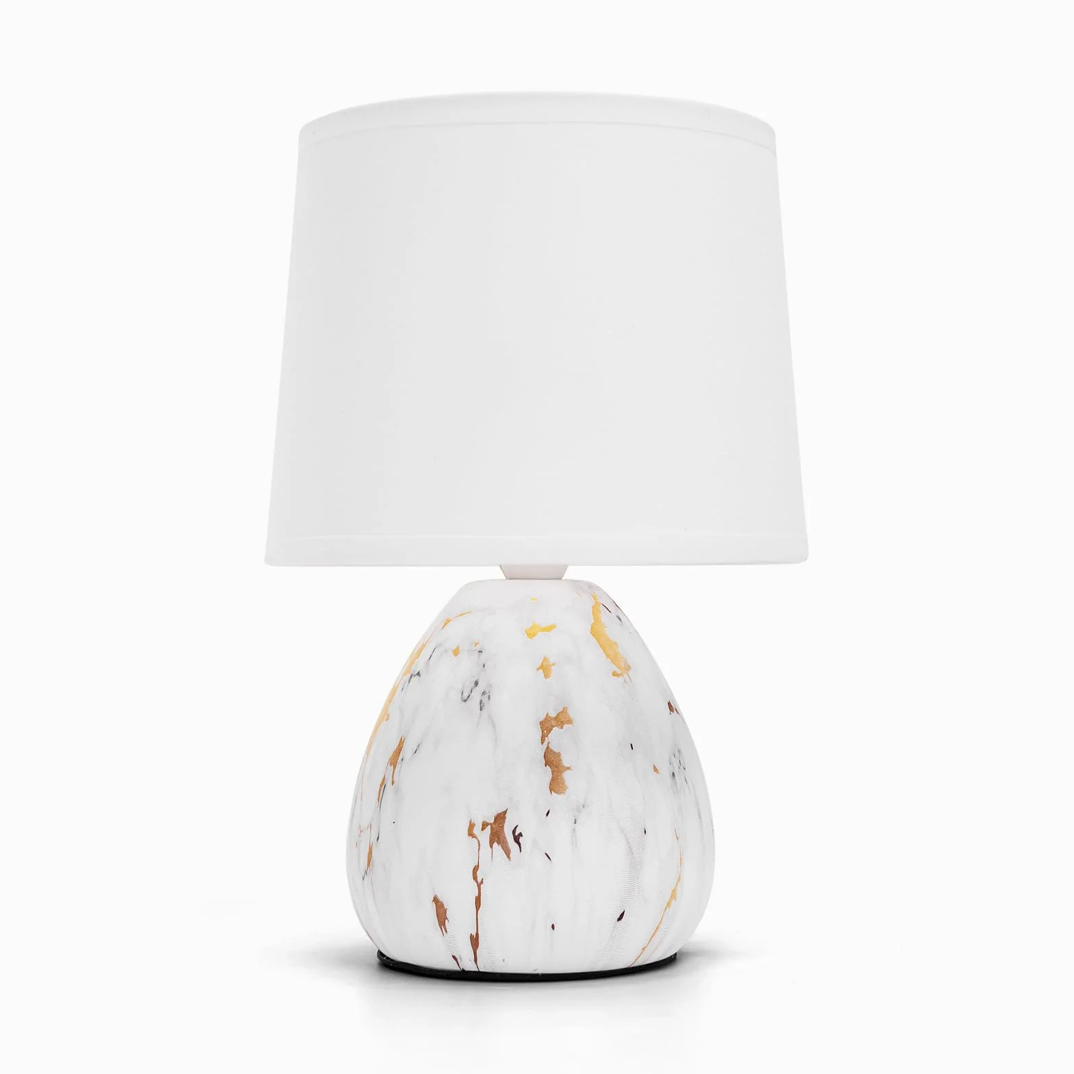 Aigostar Lampada da Tavolo in Ceramica, Moderna Lampada da Comodino con Paralume in Tessuto, Attacco E14, max.40W, Abat Jour da Comodino per Camera da Letto, Soggiorno (senza Lampadina) -H255mm