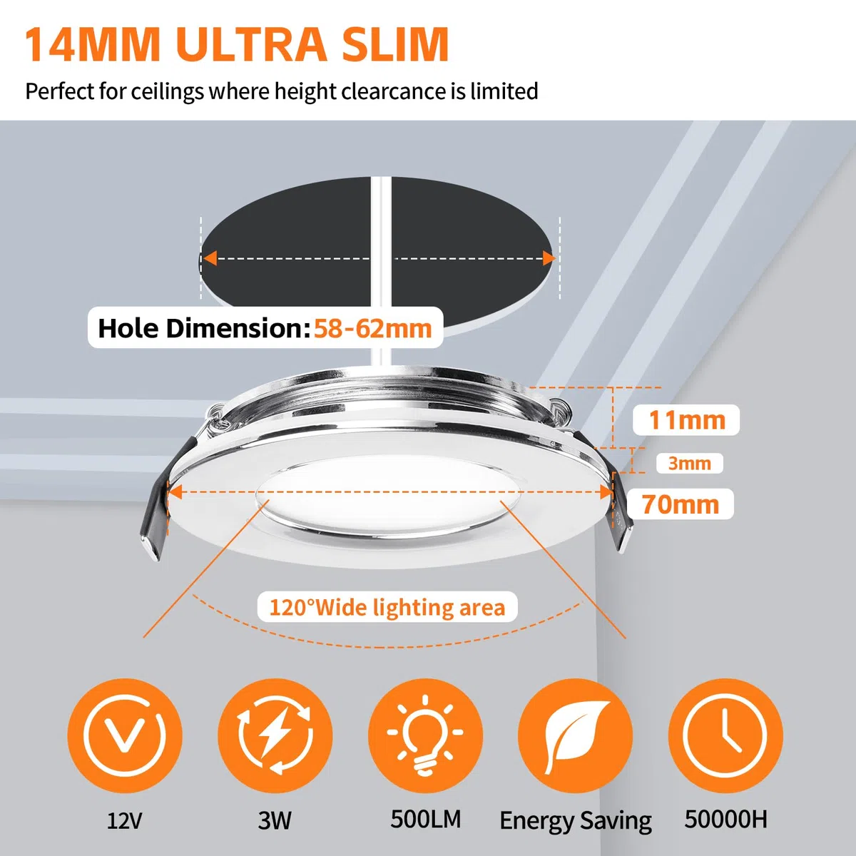 GeyouLux 3 x Faretti LED Soffitto 12V, Touch-Control 3000K Caldo 4000K Neutro 6000K Freddo Faretti Led da Incasso per Cartongesso, Dimmerabile, 3W IP44 Faretti da Incasso, Foro 58-62mm, Cromato