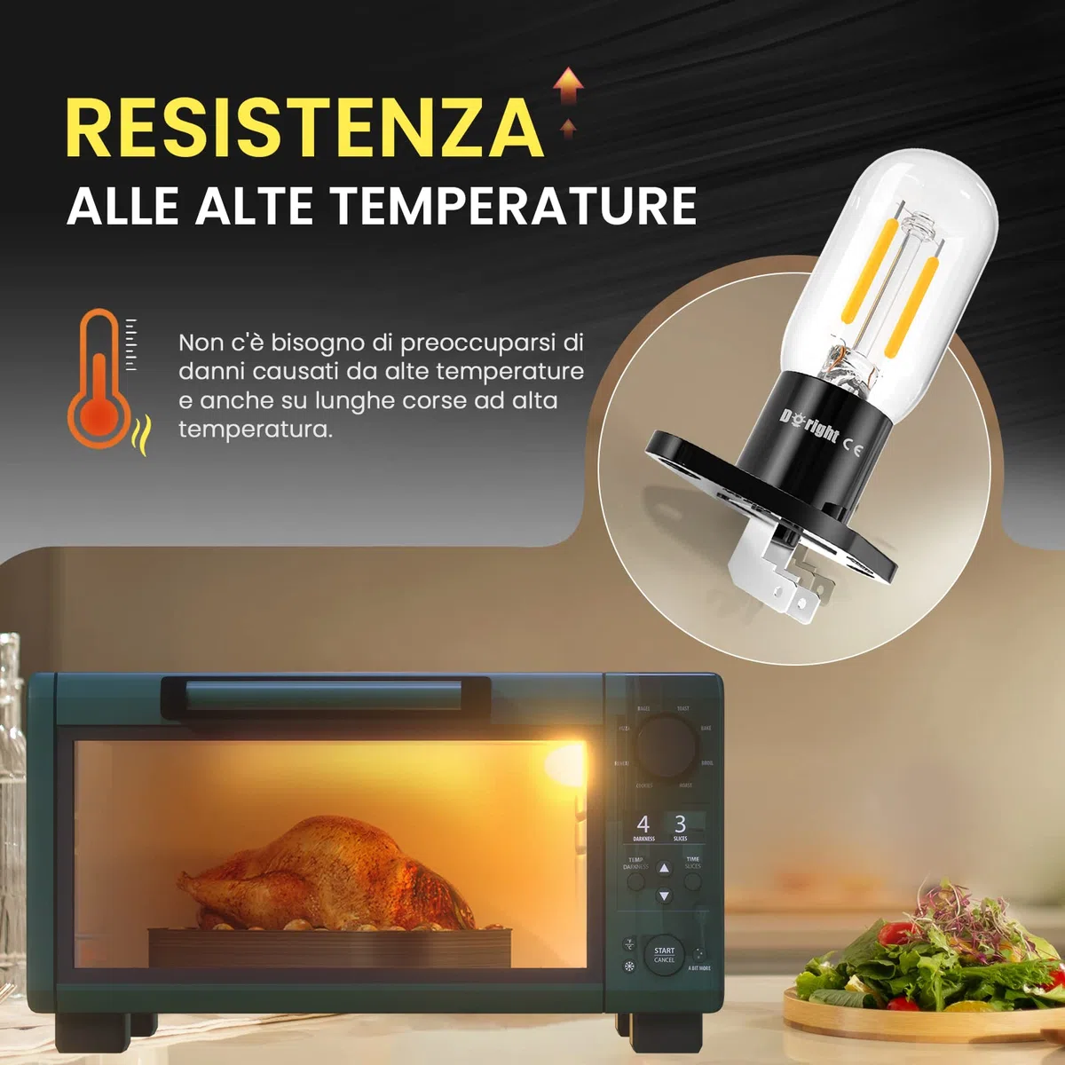 DoRight Z187 Base Forno a Microonde Lampadina 3.5W 240V Filamento Luce 25W Lampade a Incandescenza Equivalenti per Z187 Forno a Microonde, Bianco Caldo 3000K Resistenza ad Alta Temperatura