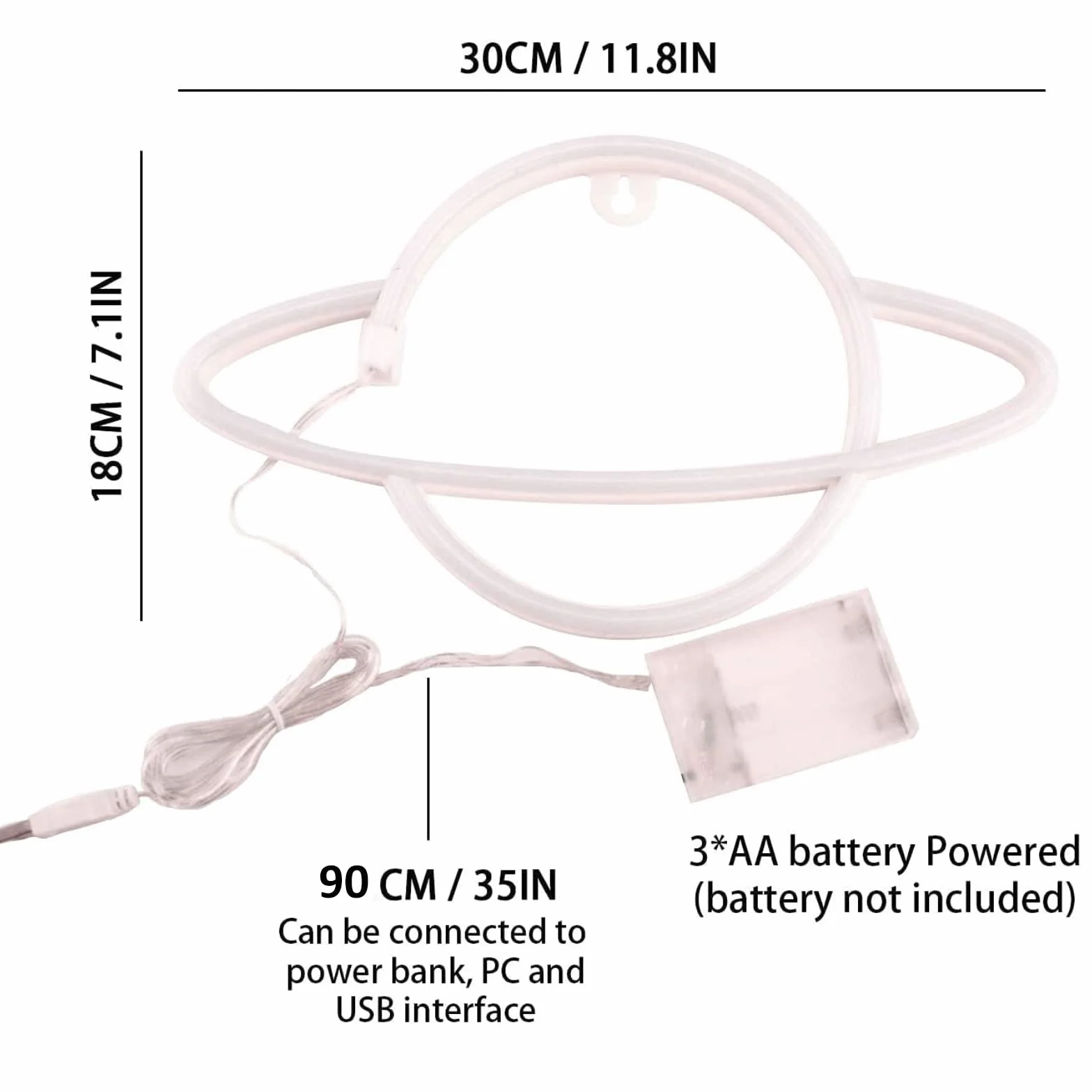 Applique da parete a LED, decorazione da parete, alimentata a batteria o USB, luci al neon in acrilico per camera da letto, camera dei bambini, soggiorno, bar, feste, Natale, matrimoni