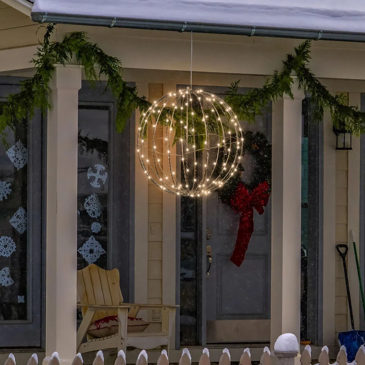 Zibeem Luci A Sfer a Di Natale, Illumina La Sfer a Di Natale Sospesa, Palla Luminosa A LED Sospesa Ornamento Pieghevole In Metallo Con Luci, Lucine Per Il Balcone Della Stanza Interna