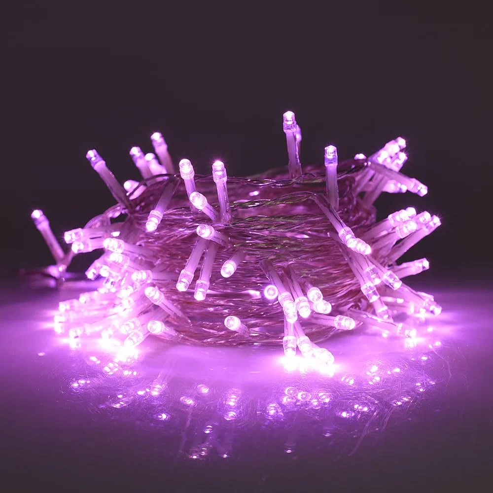 Partenopea serie stringa luminosa di luci 300 LED per albero di Natale da Esterno natalizie ed Interno controller con 8 giochi di luce e Memoria cavo trasparente (luce rosa, 15 metri)
