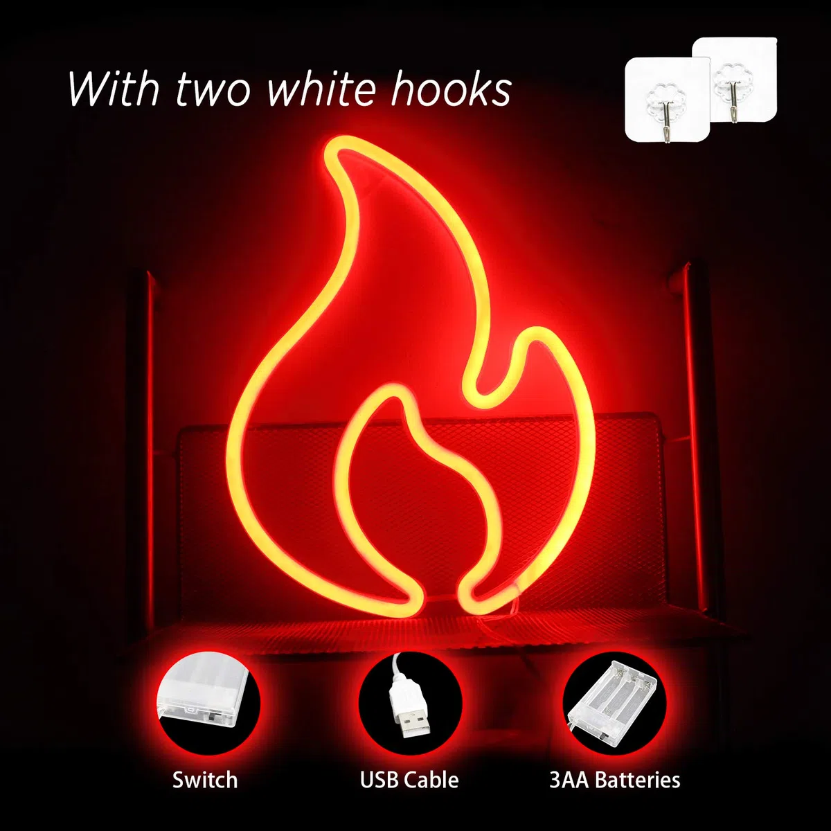 Ineonlife Insegne al Neon a Fiamma per Parete Luci al Neon Rosso Insegna a LED Accendi Fuoco Luce Notturna al Neon per Camera da Letto Bar Ristorante Negozio Decorazioni per La Casa