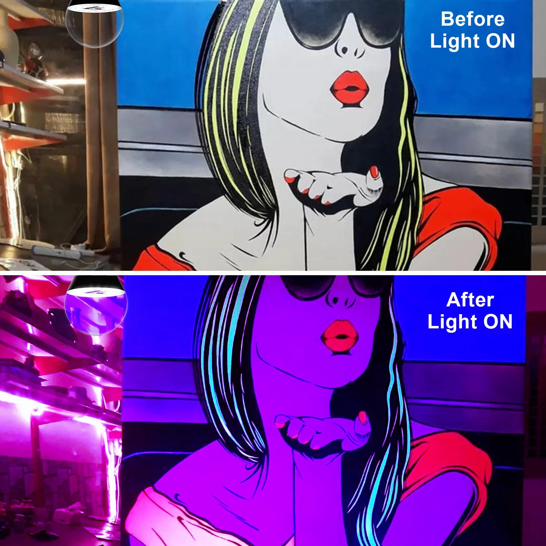 2 Pezzi 12W Lampadine UV LED 395nm, Lampadine UV E27 Luce Nera, Black Light Bulbs per Feste, Discoteca, Club, Body Art, Decorazioni Fluorescenti