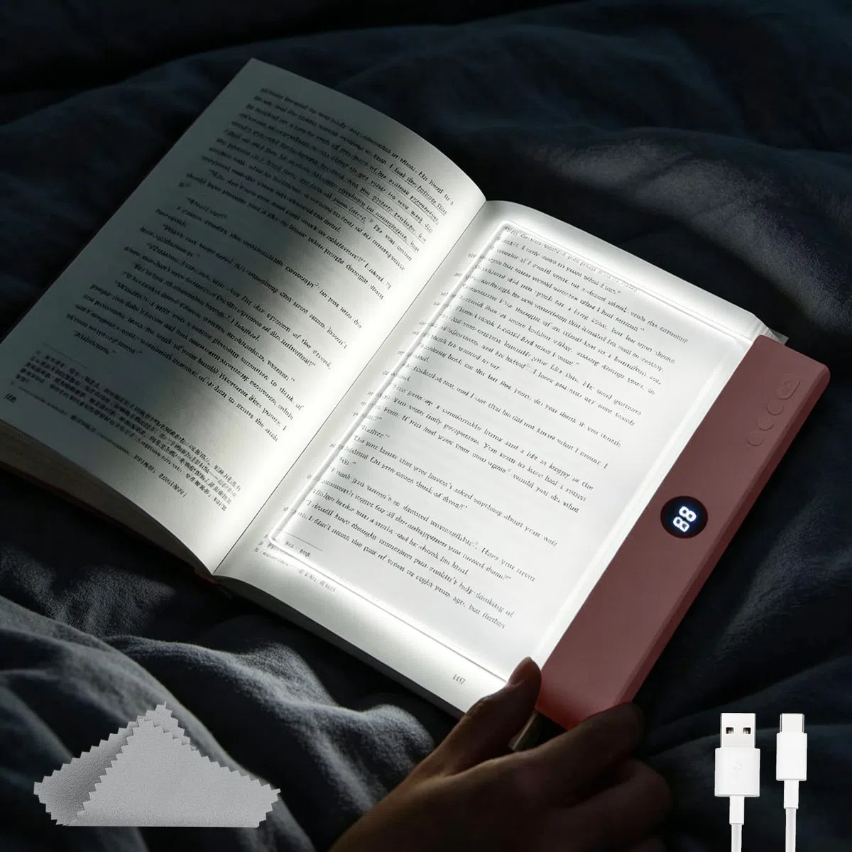 Lampada da Lettura a LED,Luce Piatta a LED,Lucina Portatile per Leggere,Lampada Libro Piatta,Generico Luce per Libri a LED Intelligente,per Leggere a Letto