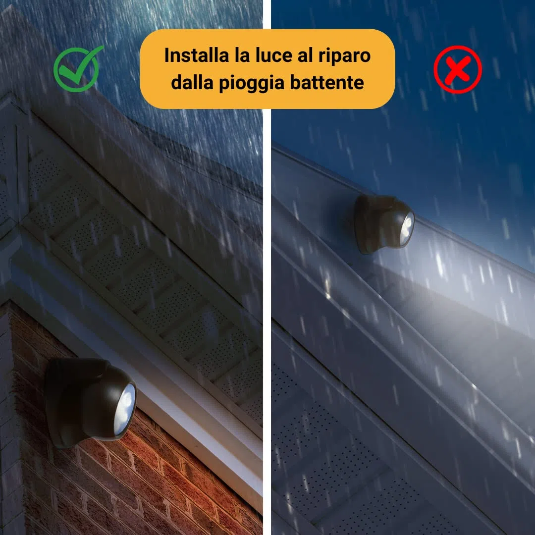 Faretto LED a Batterie con Sfera Estraibile Rotazione 360°, 150 Lumen, Faretti LED Esterno con Sensore di Movimento PIR, Luci di Sicurezza, Pratico Fissaggio a Muro
