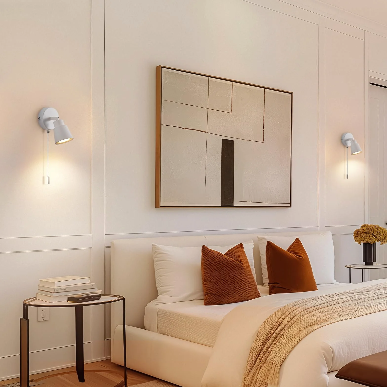 Bianco Lampada da Parete con Interruttore a Tirante GU10 - Moderna Lampada da Parete per Interni - Applique da Parete con Interruttore per Camera da Letto Soggiorno Cucina - Senza Lampadina