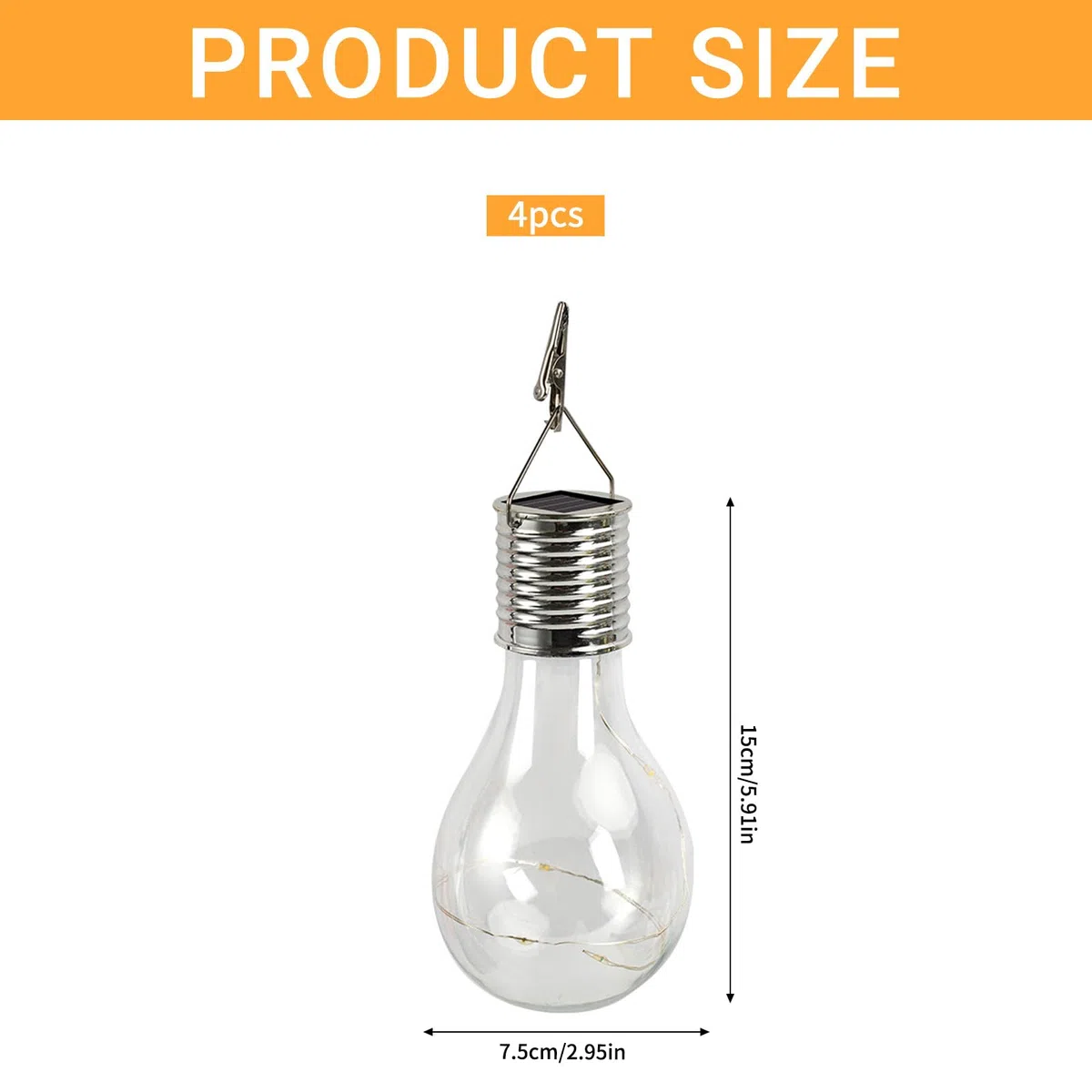 Lampadine Solari Sospese da Esterno Led,4 Pezzi Lampadine a Energia Solare,Lampadina Solare Luci Esterne,Lampade Sospese,Lampade da Giardino,per Feste,Terrazzo,Balcone,Matrimonio