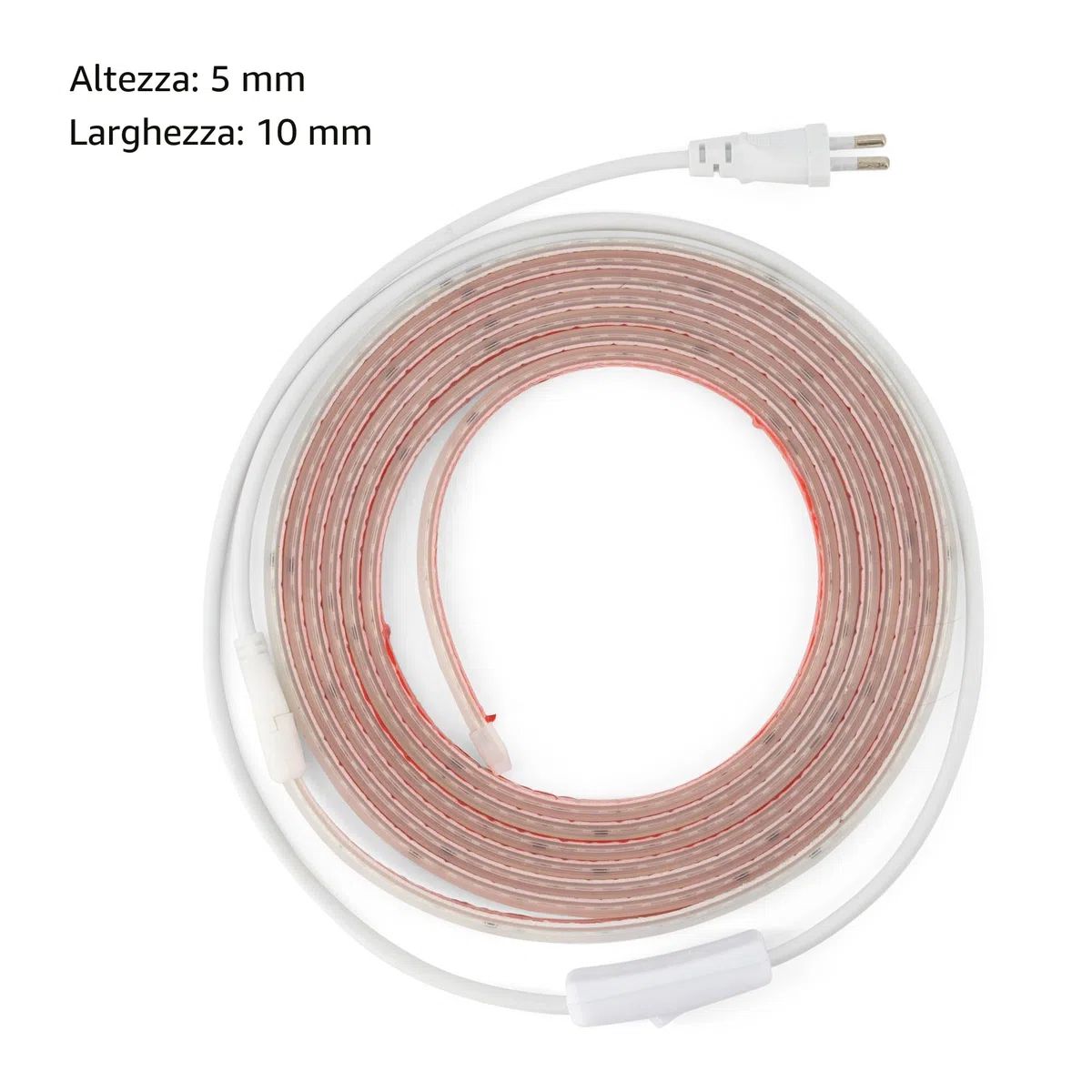 Striscia Led 220v 2835 120 Led/m ALTA LUMINOSITÀ, Adesivo e INTERRUTTORE. IMPERMEABILE Bianco freddo/Neutro/Caldo Waterproof IP67 striscia (Bianco Freddo, 1M)