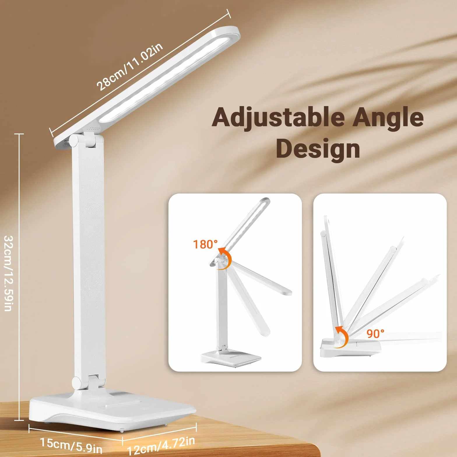 Diboniur Lampada da Scrivania LED, Senza Fili e 2400mAh Batteria, 3 Modalità Temperatura & Luminosità Regolabili 15 al 100%, Pieghevole, Tocca Controllo, Protezione per Gli Occhi, per Comodino Ufficio