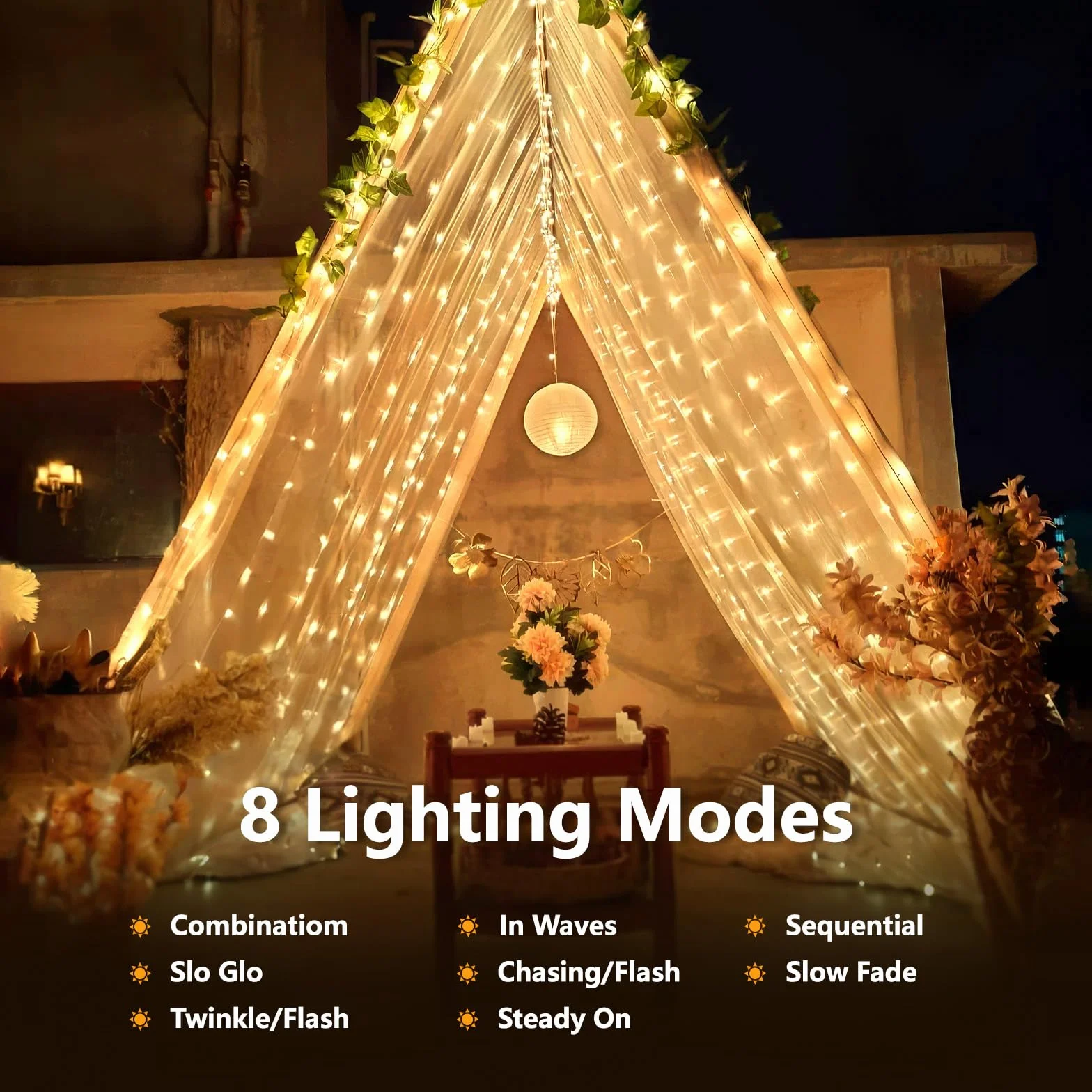 2 Pezzi Luci Solari Esterno, 12M+2M 120LED Catena Luminosa Esterno Solare, 8 Modalità, IP65 Impermeabile Filo di Rame, Decorazione per Giardino, Cortile, Patio, Albero, Natale(Bianco Caldo)