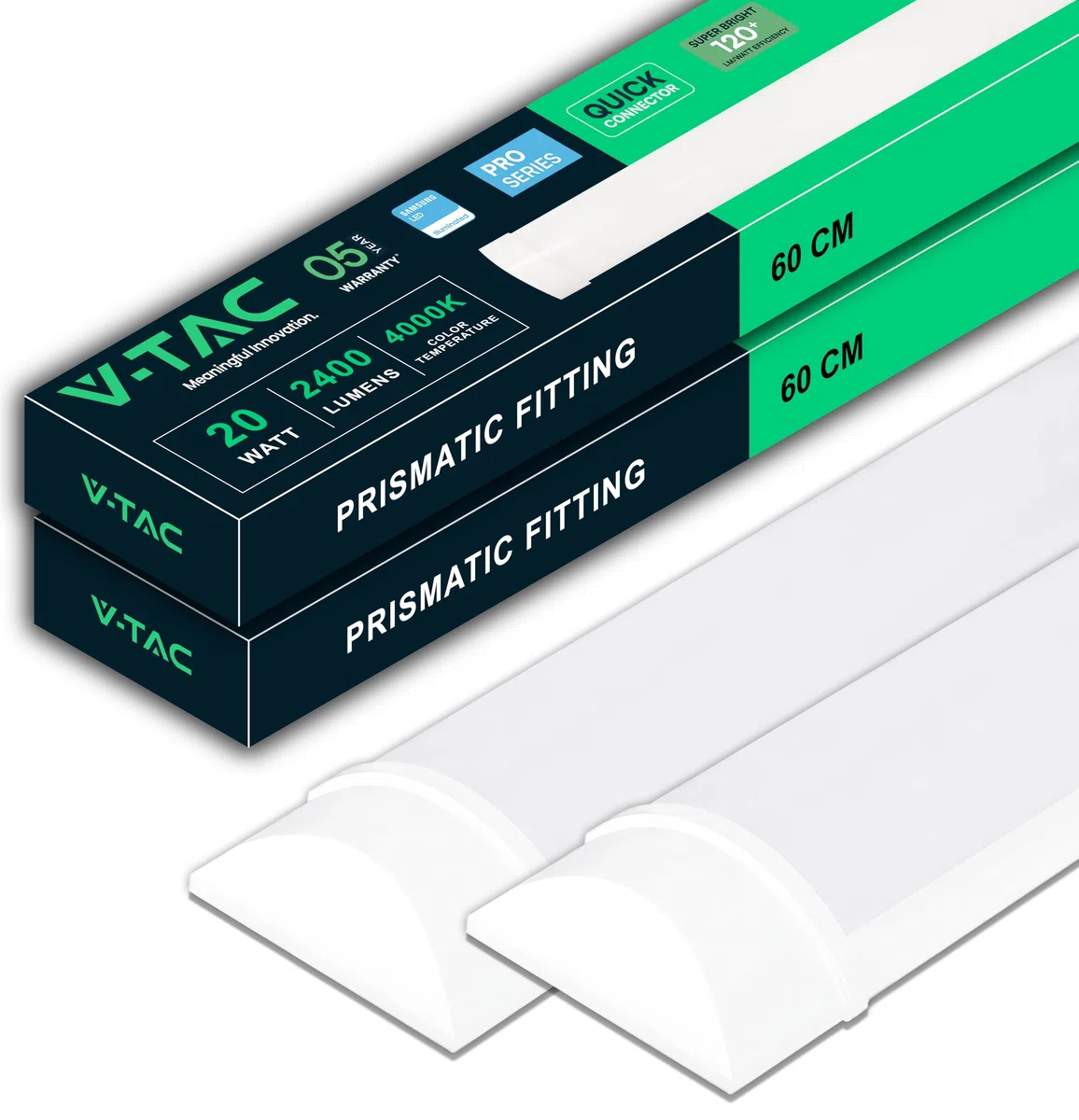 V-TAC 2x Plafoniera LED Lineare da Soffitto 60 CM - 20W - Chip Samsung - Lampada Rettangolare 2400 Lumen IP20 per Parete, Garage, Negozio - Tubo LED - Luce Bianca Naturale 4000K