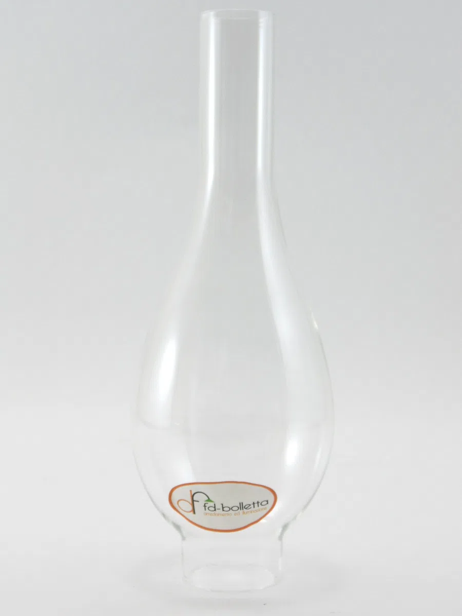 FD-Bolletta Ricambio per Lumi a Petrolio e Olio - Campana in Vetro, Tubo T2 - Misure: H 21,5cm, Ø Imboccatura 3,7cm