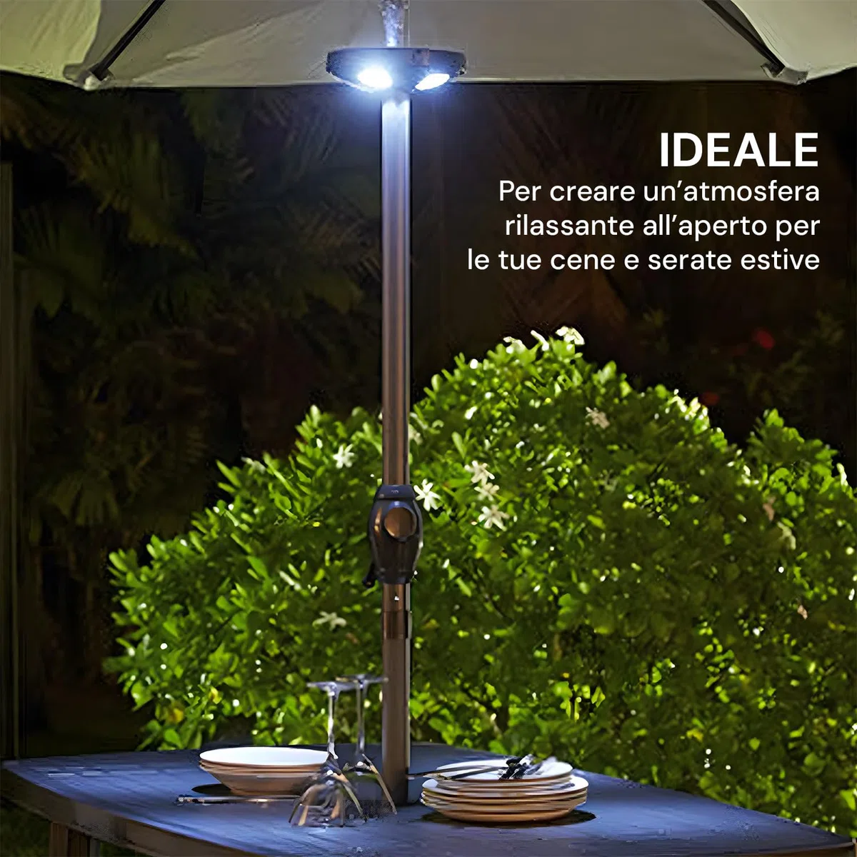 Avilia Lampada a LED per Ombrellone da Giardino - Ideale per Illuminare le tue Serate in Terrazzo o Giardino - Realizzate in Materiali Resistenti e Regolabile in Altezza e Inclinazione